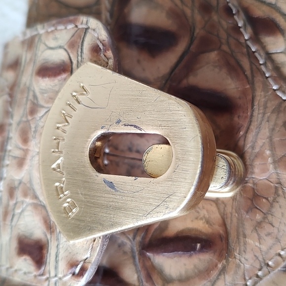 BRAHMIN Small Crossbody Croc Brown Leather Bag Purse - Picture 12 of 12